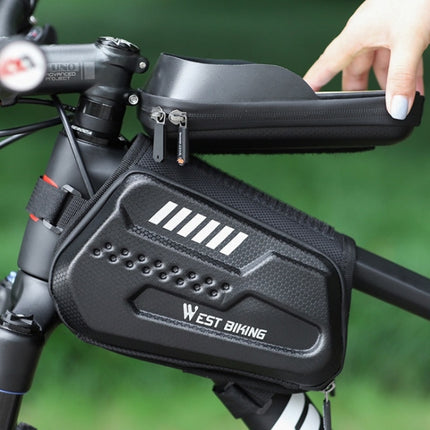 WEST BIKING Bicycle Hard Shell Front Beam Reflective Bilateral Phone Case(Black)-garmade.com