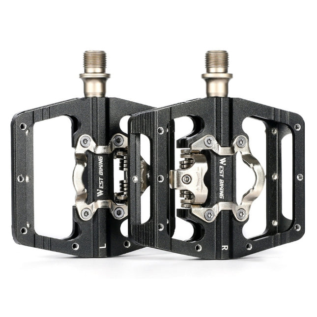 WEST BIKING Bicycle Aluminum Alloy Dual-Purpose Self-Locking Pedals(Black)-garmade.com