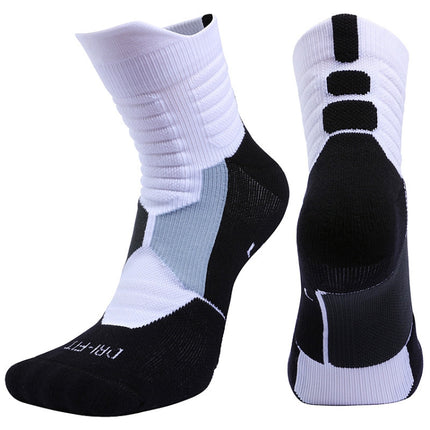 2 Pairs Antibacterial Terry Socks Basketball Socks Men And Women Adult Sports Socks, Size: S 31-34 Yards(White)-garmade.com