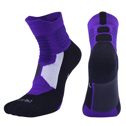 2 Pairs Antibacterial Terry Socks Basketball Socks Men And Women Adult Sports Socks, Size: S 31-34 Yards(Purple)-garmade.com