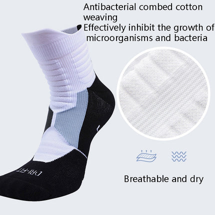 2 Pairs Antibacterial Terry Socks Basketball Socks Men And Women Adult Sports Socks, Size: S 31-34 Yards(Black)-garmade.com