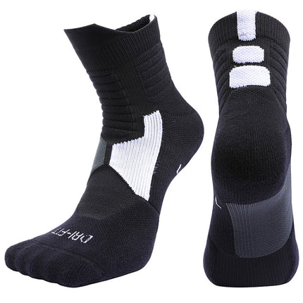 2 Pairs Antibacterial Terry Socks Basketball Socks Men And Women Adult Sports Socks, Size: M 35-38 Yards(Black)-garmade.com