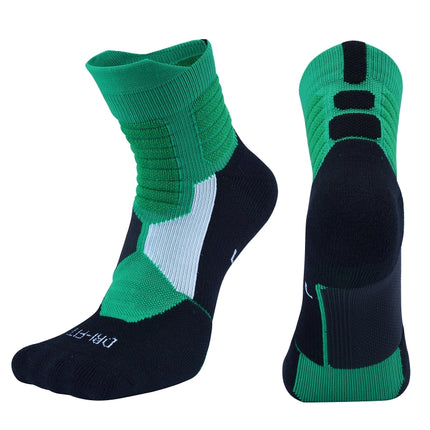 2 Pairs Antibacterial Terry Socks Basketball Socks Men And Women Adult Sports Socks, Size: M 35-38 Yards(Green)-garmade.com