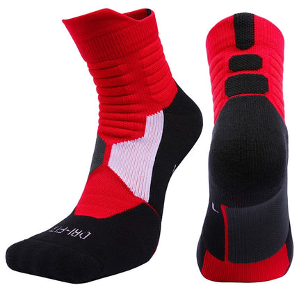 2 Pairs Antibacterial Terry Socks Basketball Socks Men And Women Adult Sports Socks, Size: L 39-42 Yards(Red)-garmade.com