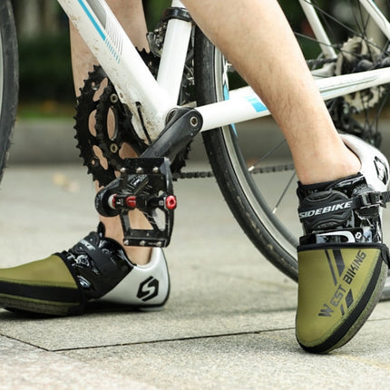 WEST BIKING Bicycle Riding Half Palm Windproof And Warm Lock Shoe Cover, Size: M(Army Green )-garmade.com