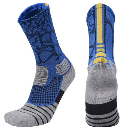 2 Pairs Length Tube Basketball Socks Boxing Roller Skating Riding Sports Socks, Size: L 39-42 Yards(Blue Yellow)-garmade.com
