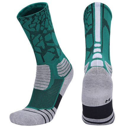 2 Pairs Length Tube Basketball Socks Boxing Roller Skating Riding Sports Socks, Size: L 39-42 Yards(Green White)-garmade.com