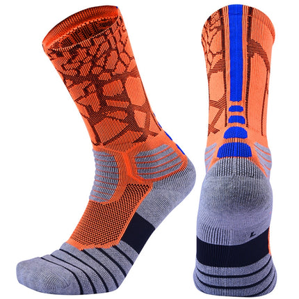 2 Pairs Length Tube Basketball Socks Boxing Roller Skating Riding Sports Socks, Size: L 39-42 Yards(Orange Blue)-garmade.com