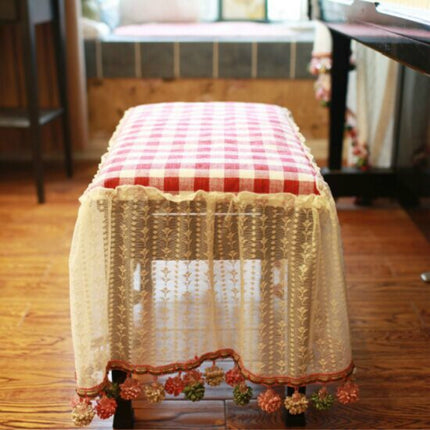 Double Seats Cover 80x38cm Lace Embroidered Cloth Piano Dust Cover-garmade.com