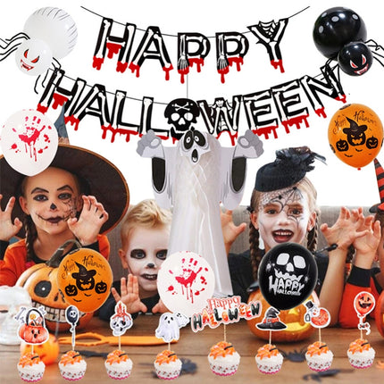 Halloween Balloon Set Blood Color Banner Three-Dimensional Ghost Party Decoration(Honeycomb Ball 2)-garmade.com
