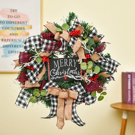 Christmas Decorations Cane Wreath Garland Door Hanger, Size: 25cm(Black Word Plate)-garmade.com