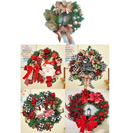 Christmas Decorations Cane Wreath Garland Door Hanger, Size: 25cm(Champagne Flower)-garmade.com