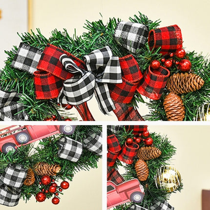 Christmas Decorations Cane Wreath Garland Door Hanger, Size: 38cm(Red Flower)-garmade.com