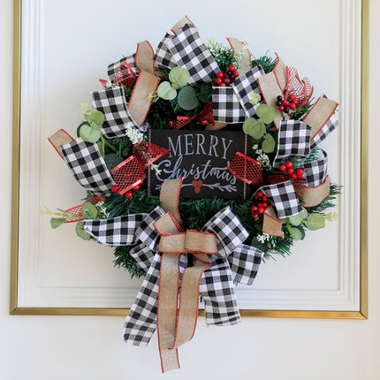 Christmas Decorations Cane Wreath Garland Door Hanger, Size: 50cm(Black Word Plate)-garmade.com