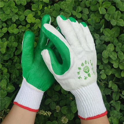 12 PCS Thickened Rubber Coated Labor Insurance Rubber Gloves(Green )-garmade.com