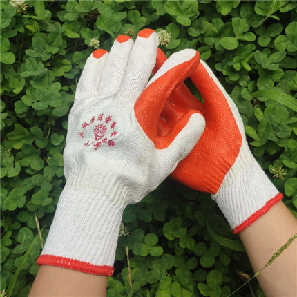 12 PCS Thickened Rubber Coated Labor Insurance Rubber Gloves(Red)-garmade.com