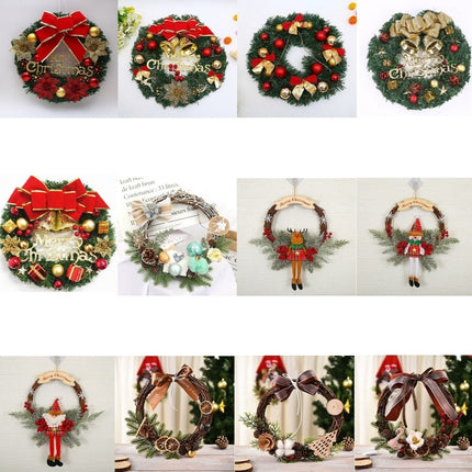 Christmas Decoration Wreath Garland Rattan Door Hanging, Specification: Red Flower-garmade.com