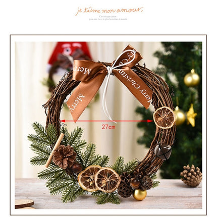 Christmas Decoration Wreath Garland Rattan Door Hanging, Specification: Big Branch, Snowman-garmade.com