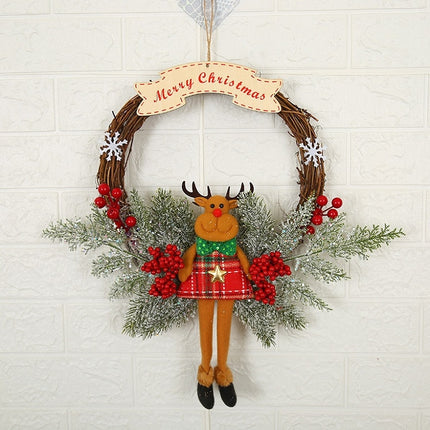 Christmas Decoration Wreath Garland Rattan Door Hanging, Specification: Bulls-garmade.com