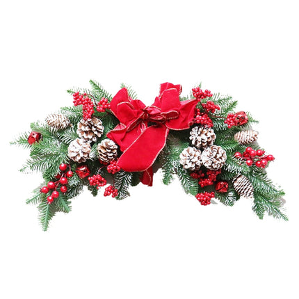 SYWA44 Christmas Red Silk Ornament PE White Pine Fruit Christmas Wreath(70cm Horns)-garmade.com