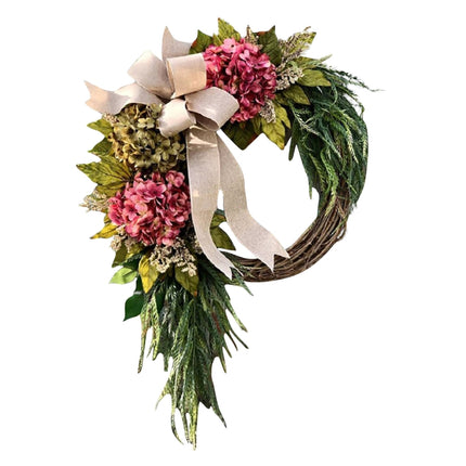 Garden Farmhouse Front Hanging Simulation Flower Ring Wreath Door Hanger-garmade.com