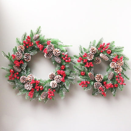 50cm SYWA39 Christmas Decoration Wreath PE White Pine Fruit Christmas Wreath-garmade.com