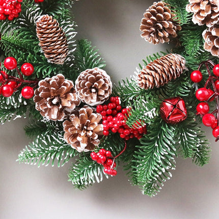 50cm SYWA39 Christmas Decoration Wreath PE White Pine Fruit Christmas Wreath-garmade.com
