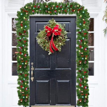 270cm PVC Christmas Decoration Rattan Mall Bar Door Hanging Decoration(With Light)-garmade.com