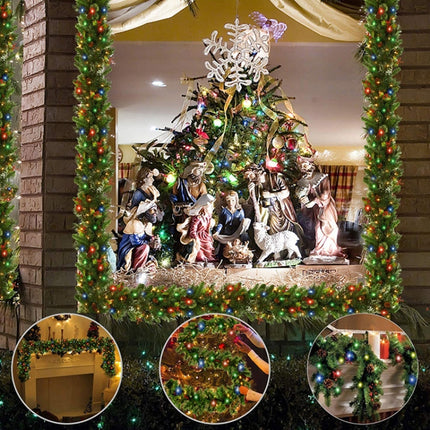 270cm PVC Christmas Decoration Rattan Mall Bar Door Hanging Decoration(With Light)-garmade.com