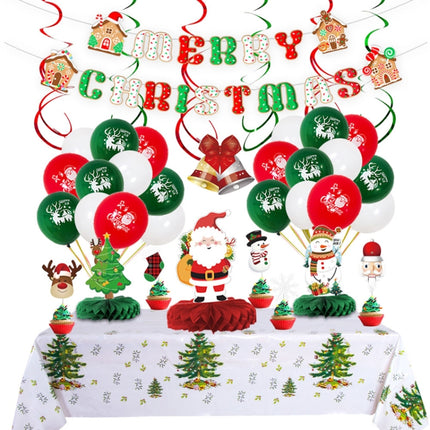 Christmas Decoration Party Latex Aluminum Film Balloon Set, Style: Color Lamp Honeycomb Ball 3-garmade.com