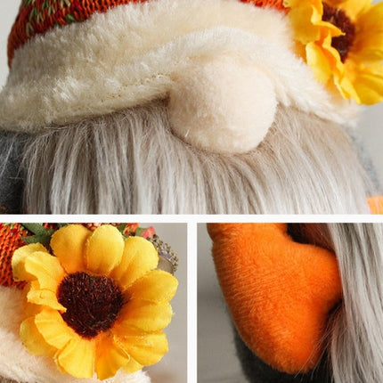 Pumpkin Sunflower Faceless Doll Dwarf Ornaments(Braid)-garmade.com