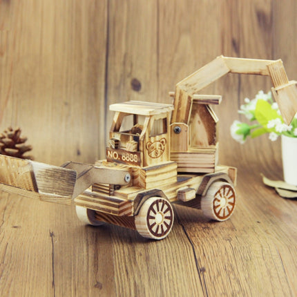 A1030 Wooden Model Excavator Ornaments Children Toys(Large)-garmade.com