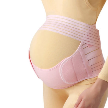 Prenatal Belly Support Three-Piece Breathable Belly Support Belt For Pregnant Women Before Childbirth, Size: L(Pink)-garmade.com