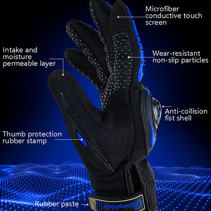 Riding Tribe MCS-17 Motorcycle Gloves Touch Screen Outdoor Riding Gloves, Size: XL(Blue)-garmade.com