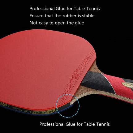 HUIESON HS-LX Six Star 5-Layer Chicken Wing Tip + 2 Layer Carbon Double Side Continuous Table Tennis Single Racket(Hand-shake Grip Racket)-garmade.com