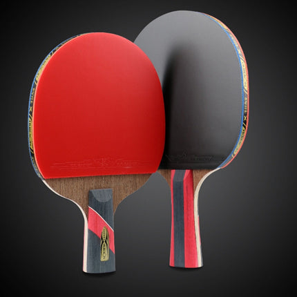 HUIESON HS-LX Six Star 5-Layer Chicken Wing Tip + 2 Layer Carbon Double Side Continuous Table Tennis Single Racket(Hand-shake Grip Racket)-garmade.com