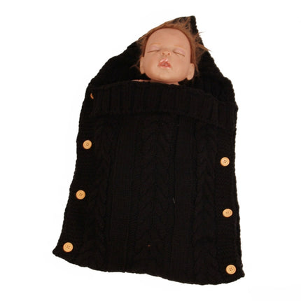 Zzsd0002 Autumn / Winter Baby Knitted Woolen Button Sleeping Bag Photography Blanket Stroller Sleeping Bag(Black)-garmade.com