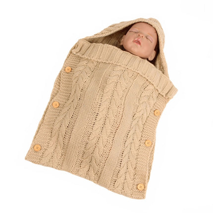 Zzsd0002 Autumn / Winter Baby Knitted Woolen Button Sleeping Bag Photography Blanket Stroller Sleeping Bag(Beige)-garmade.com