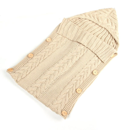 Zzsd0002 Autumn / Winter Baby Knitted Woolen Button Sleeping Bag Photography Blanket Stroller Sleeping Bag(Beige)-garmade.com