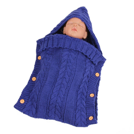 Zzsd0002 Autumn / Winter Baby Knitted Woolen Button Sleeping Bag Photography Blanket Stroller Sleeping Bag(Sapphire)-garmade.com