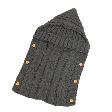 Zzsd0002 Autumn / Winter Baby Knitted Woolen Button Sleeping Bag Photography Blanket Stroller Sleeping Bag(Dark Gray)-garmade.com