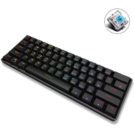 LEAVEN K28 61 Keys Gaming Office Computer RGB Wireless Bluetooth + Wired Dual Mode Mechanical Keyboard, Cabel Length:1.5m, Colour: Green Axis (Black)-garmade.com