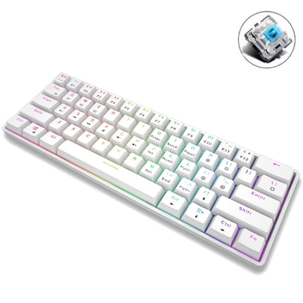 LEAVEN K28 61 Keys Gaming Office Computer RGB Wireless Bluetooth + Wired Dual Mode Mechanical Keyboard, Cabel Length:1.5m, Colour: Green Axis (White)-garmade.com