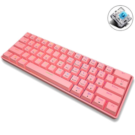 LEAVEN K28 61 Keys Gaming Office Computer RGB Wireless Bluetooth + Wired Dual Mode Mechanical Keyboard, Cabel Length:1.5m, Colour: Green Axis (Pink)-garmade.com