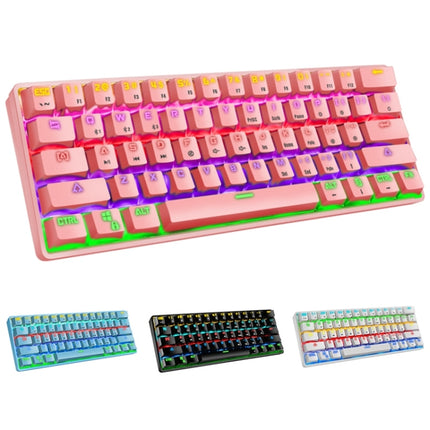 LEAVEN K28 61 Keys Gaming Office Computer RGB Wireless Bluetooth + Wired Dual Mode Mechanical Keyboard, Cabel Length:1.5m, Colour: Green Axis (Pink)-garmade.com