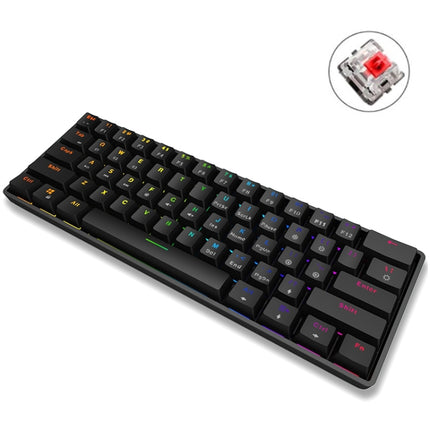 LEAVEN K28 61 Keys Gaming Office Computer RGB Wireless Bluetooth + Wired Dual Mode Mechanical Keyboard, Cabel Length:1.5m, Colour: Red Axis (Black)-garmade.com