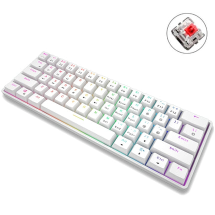 LEAVEN K28 61 Keys Gaming Office Computer RGB Wireless Bluetooth + Wired Dual Mode Mechanical Keyboard, Cabel Length:1.5m, Colour: Red Axis (White)-garmade.com