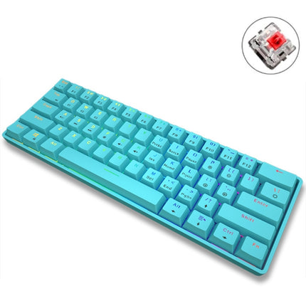 LEAVEN K28 61 Keys Gaming Office Computer RGB Wireless Bluetooth + Wired Dual Mode Mechanical Keyboard, Cabel Length:1.5m, Colour: Red Axis (Blue)-garmade.com