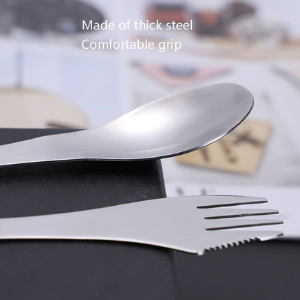 10 PCS Stainless Steel Western Tableware Creative 3 In 1 Spoon Forked Tableware-garmade.com