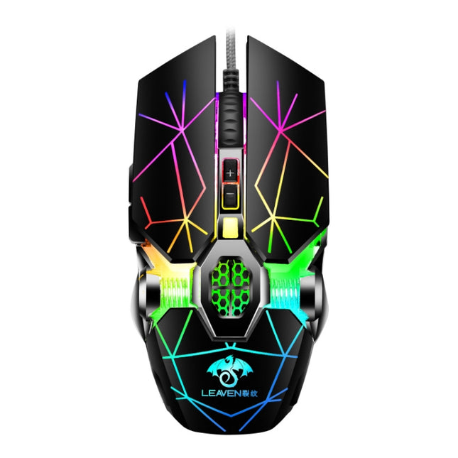 LEAVEN 7 Keys 4000DPI USB Wired Computer Office Luminous RGB Mechanical Gaming Mouse, Cabel Length:1.5m, Colour: S30 Black-garmade.com